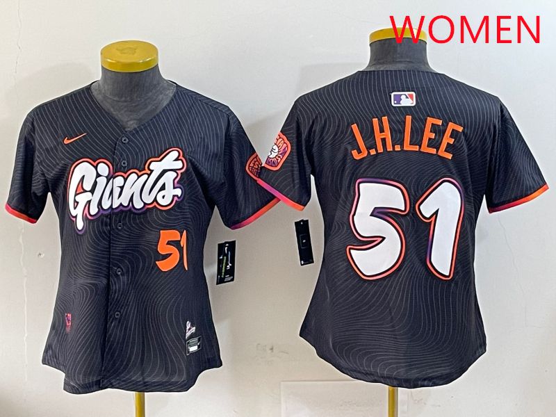 Women San Francisco Giants #51 J.H.Lee Black Joint Name Nike 2025 MLB Jersey style 5